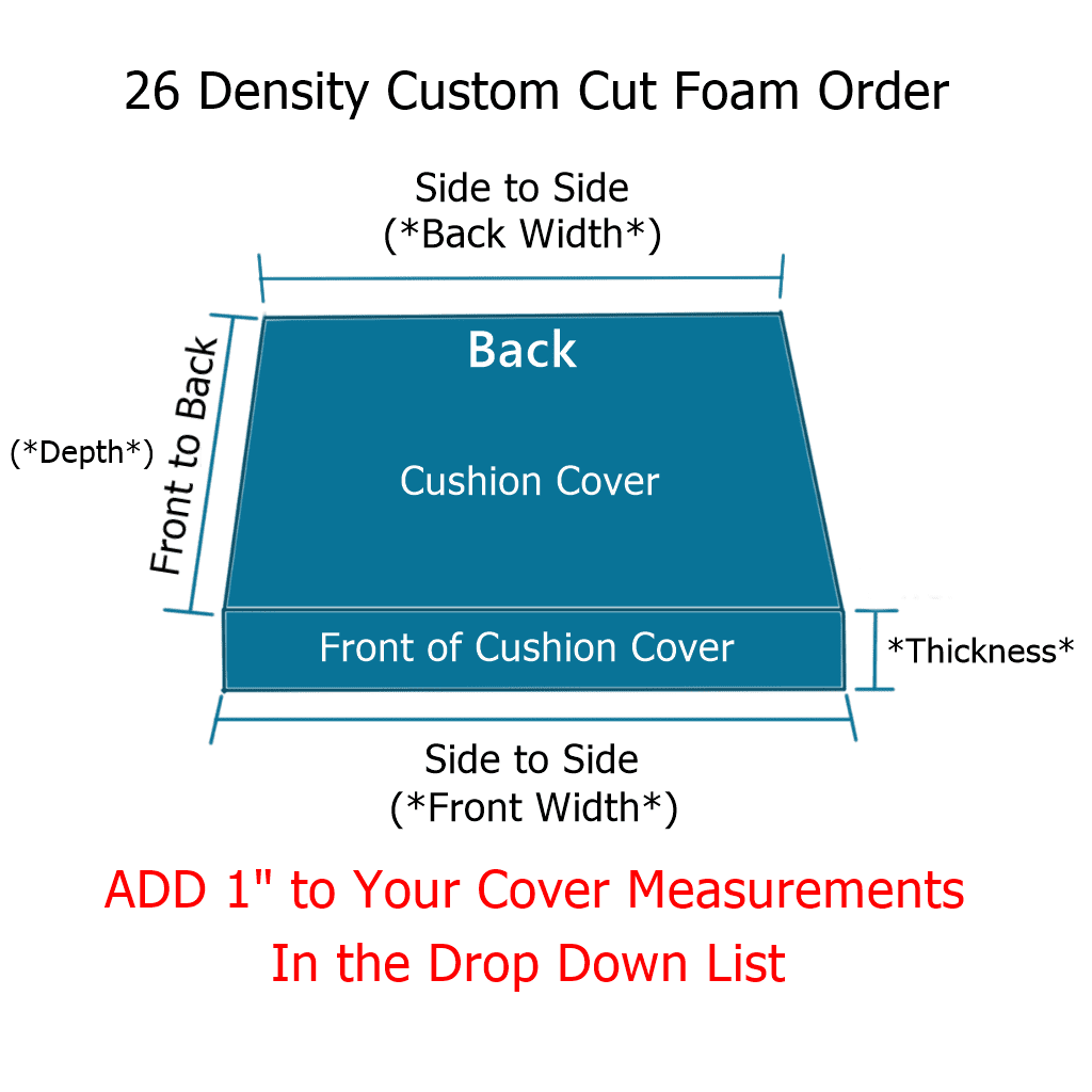 Tapered Seat Cushion – Custom Cut 26 Density Foam Inserts